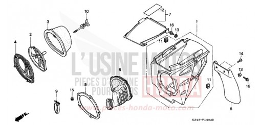 LUFTFILTER (CR125RP/RR/RS/RT/RV) CR125RP de 1993